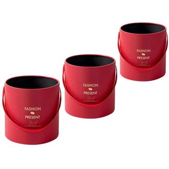 OEM Paquete De 3 Cubos Redondos Para Flores Con Asas Para El - Rojo