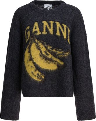 Ganni Banana Knitwear Nero-Donna