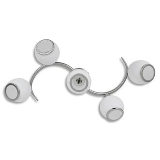 Berkfield Home Modern Ceiling Lamp with Glass Shades on Waving Rail for 5 E14 Bulb in White
