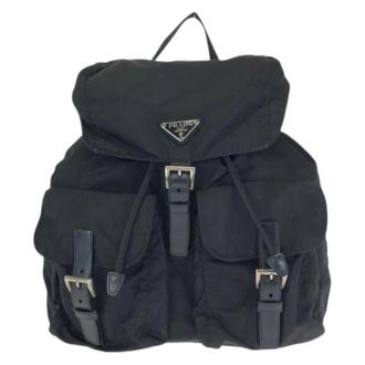 Prada Pre-owned Backpacks, female, Black, Size: ONE SIZE Pre-owned Tessuto Nylon Backpack