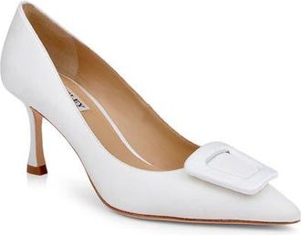 Badgley Mischka Yanet II Pointed Toe Pump in White Crepe at Nordstrom, Size 6.5