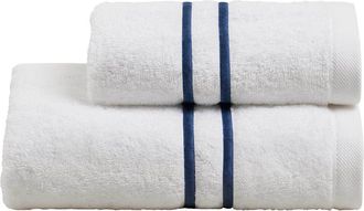 Biancoperla DOUBLE Face and Guest Towel Set, White/Navy