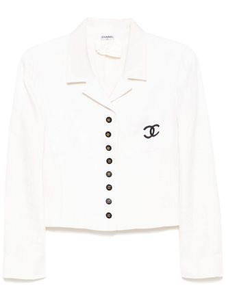 Chanel 1990-2000s blazer met geborduurd logo - Wit
