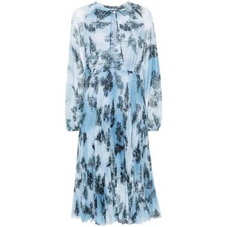 Ermanno Scervino Kleedjes, Dames, Blauw, S, Polyester, Bloemenprint Midi Jurk