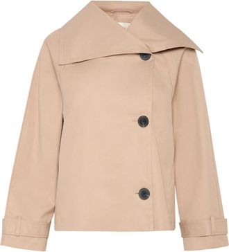Inwear Korte Zandstenen Jas met Wijde Kraag - Dames - Zomerjassen - Beige - M - Katoen - Jassen
