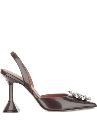 Amina Muaddi Begum Sling Patent 95 D&eacute;collet&eacute;