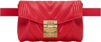 MCM Womens Patricia Red Quilted Leather Crossbody Belt Bag
