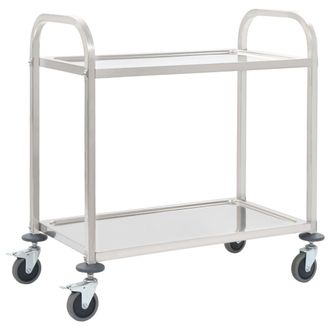 vidaXL Carrello Da Cucina A 2 Livelli 95x45x83,5 Cm In Acciaio Inox - Vidaxl