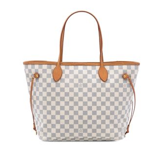 Louis Vuitton Pre-owned Womens Damier Azur Neverfull Mm - White Textile - One Size