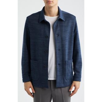 BOSS Carper Knit Shirt Jacket in Dark Blue at Nordstrom, Size 40Regular