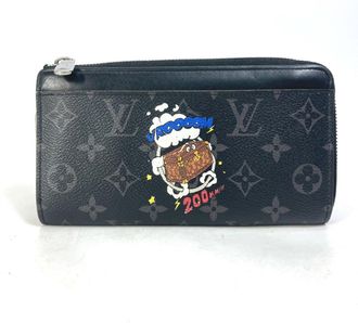Louis Vuitton Monogram Eclipse Black Blue Monogram Eclipse Long Wallet (Bi-Fold) (Pre-Owned)