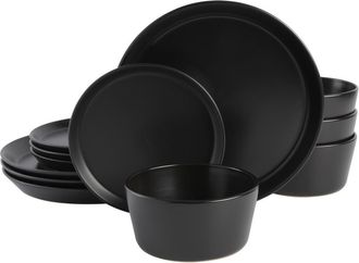 Gibson Home Soho Lounge Sofia Coupe Stoneware Dinnerware Set in Black at Nordstrom