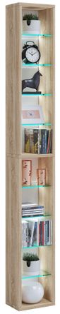 VCM Wood Cd Dvd Shelf Librer&iacute;a Almacenamiento Dimensiones Al. 155 X An. 21 X T. 14 Cm Stand Shelf - Rasato Xl (sonoma Oak) - Vcm
