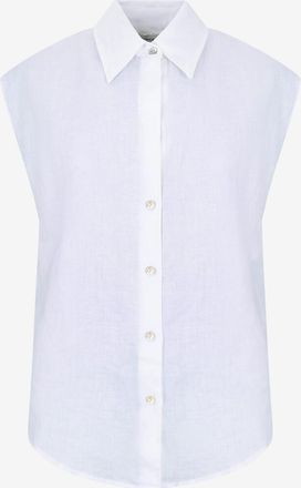 Vince Kurz&auml;rmelige Bluse aus Leinen Cap Sleeve