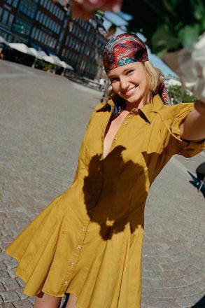 Maeve Godet Mini Shirtdress