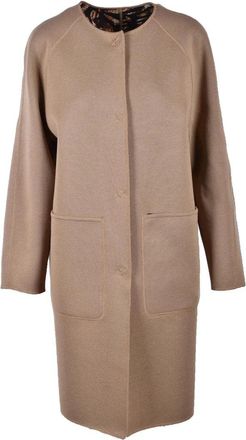 Fuzzi Virgin Wool Coat - Beige
