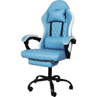 Levede Levede Office Desk Chair PU Gaming Recliner Adjustable Height Swivel Blue