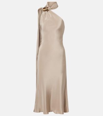 Max Mara Elegante one-shoulder silk cr&ecirc;pe midi dress