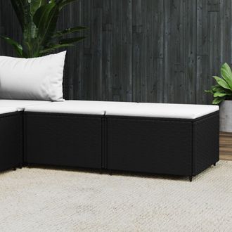 vidaXL Reposapi&eacute;s De Jard&iacute;n Con Cojines 2 Uds Rat&aacute;n Sint&eacute;tico Negro Vidaxl