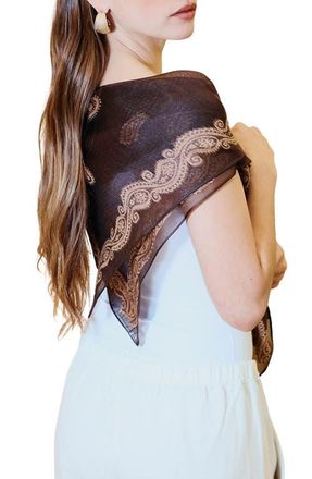Petit Moments Everly Paisley Glitter Square Scarf in Brown at Nordstrom