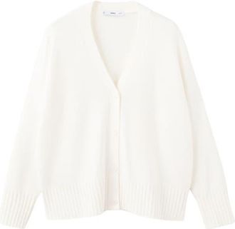 Mango V-Neck Cardigan in White at Nordstrom, Size Medium