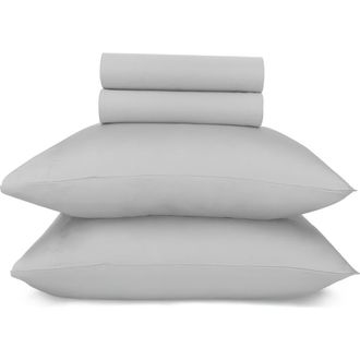 California Design Den Signature Comfort 100% Egyptian Cotton Soft Sateen Sheet Set in Light Grey at Nordstrom, Size King