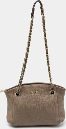 DKNY Dkny Beige Leather Chain Shoulder Bag
