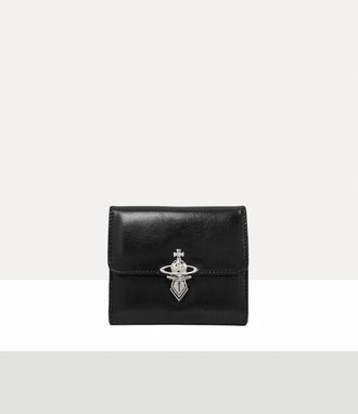 Vivienne Westwood Orb Clasp Wallet Shiny Veget Tanned Black One Size Women