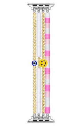 Posh Tech Bestie Beaded Apple Watch Watchband in Pink at Nordstrom Rack
