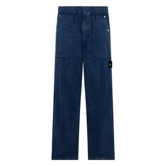 Stone Island Straight Jeans, male, Blue, Size: W33 Loose-fit Fatigue Trousers
