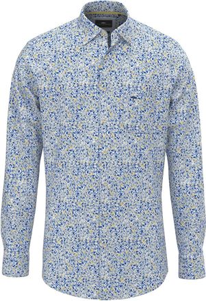 Fynch-Hatton Flower Print Mix Long Sleeve Shirt 2XL Blue
