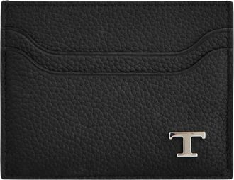 Tod's Accessoires, Heren, Zwart, ONE Size, Leer, T Timeless pebbled-leather card holder