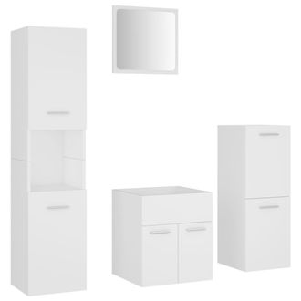 vidaXL Juego De Muebles De Ba&ntilde;o Madera De Ingenier&iacute;a Blanco Vidaxl