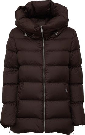 Add Hooded Side-Zip Nylon Down Jacket