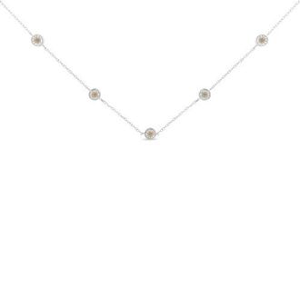 House of Brilliance Silver Diamond Station Necklace in White at Nordstrom