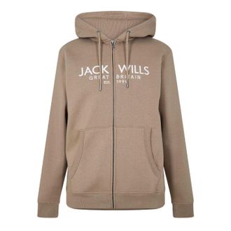 Jack Wills Heren Pinebrook hoodie met print en doorlopende ritssluiting (Leisteen)