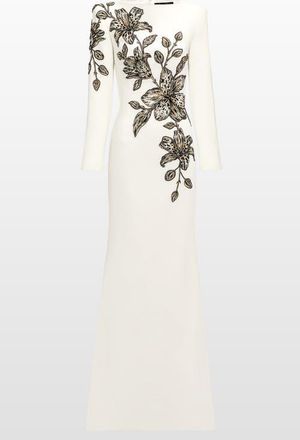 Jenny Packham Slipper Orchid Floral-Embellished Maxi Dress in Vanilla at Nordstrom, Size 18 Uk