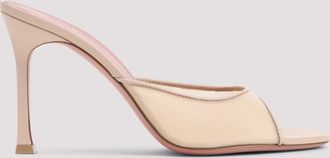 Amina Muaddi Beige Slip On Heels