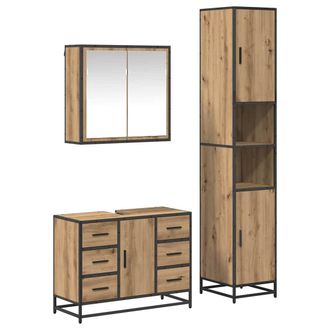 vidaXL Juego De Muebles De Ba&ntilde;o Con Caj&oacute;n 3 Pcs Roble Artisan Vidaxl