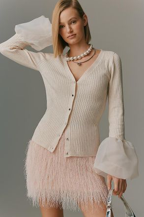 Maeve Long-Sleeve Organza Cuff Sweater