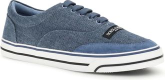 Dolce & Gabbana Mens Sneakers Sailing Linen Powder Blue-Avio Blue Upper: Trainers Blue/avio