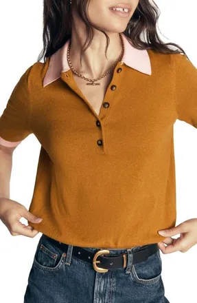 Boden Collared Wool & Cashmere Blend Polo in Toffee Brown at Nordstrom, Size X-Small