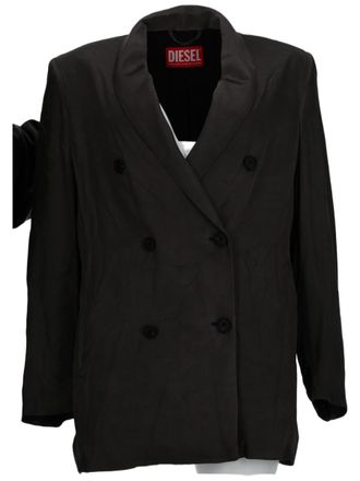 Diesel Neutrals Double-Breasted Fluid Viscose Blazer