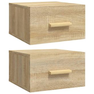 vidaXL Vidaxl - Mesitas De Noche De Pared 2 Uds Color Roble Sonoma 35x35x20 Cm