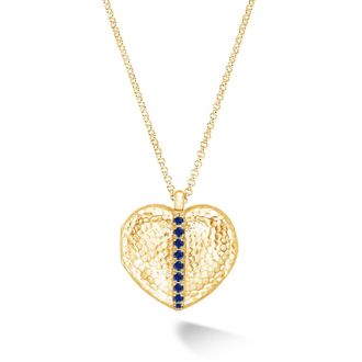 Dower & Hall 23mm Heart Lumi&egrave;re Blue Sapphire Photo Locket