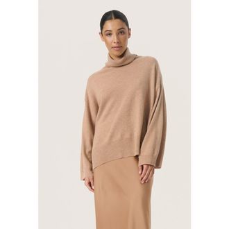 Soaked In Luxury Molina Loose Fit Rollneck Pullover in Burro Melange at Nordstrom, Size X-Small