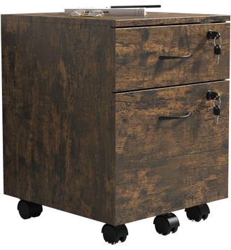 VCM Roll Container Contenedor Lateral Con Dos Cajones Dimensiones Aprox. Al. 55 X An. 40 X T. 44 Cm Envase De Oficina Con Cerradura - Baula M (roble Vinta