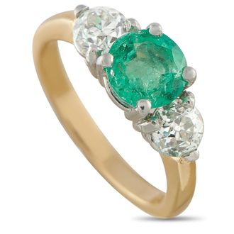Luxury Bazaar 18K Yellow Gold 1.10ct Diamond and Emerald Ring MF42-050726