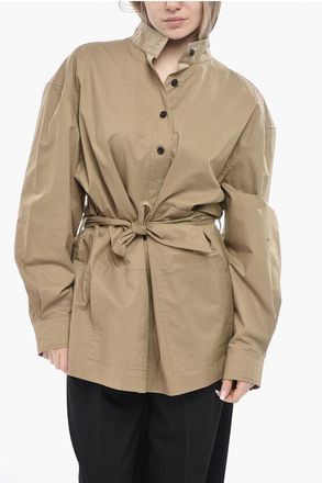 Saint Laurent Cotton Shirt with Belt and Mandarin Collar size 44