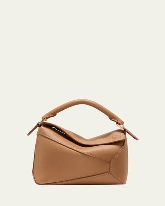 Loewe Puzzle Edge Mini Top-Handle Bag in Grained Leather
